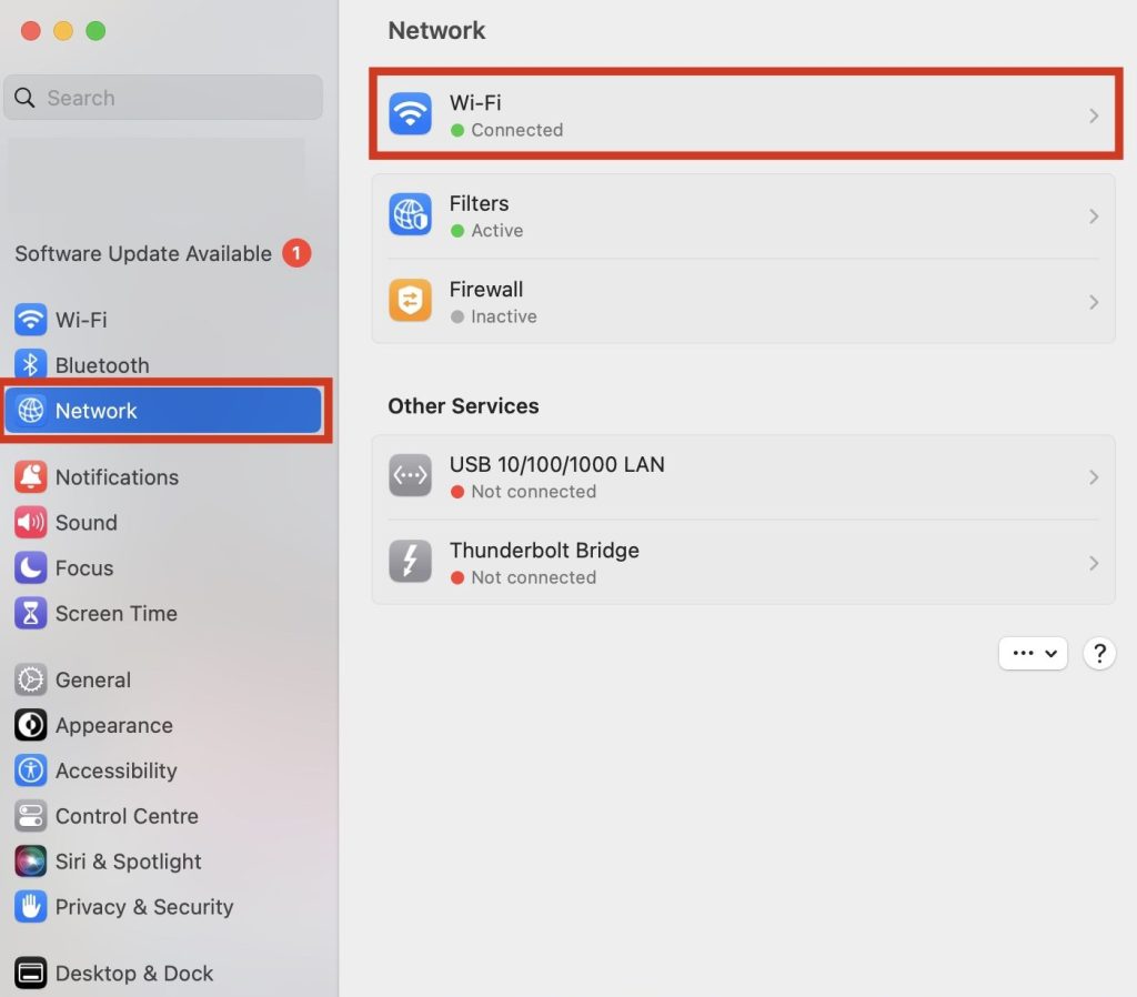 Click Network and select Wi-Fi.