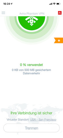 Avira Phantom VPN iOS Screenshot