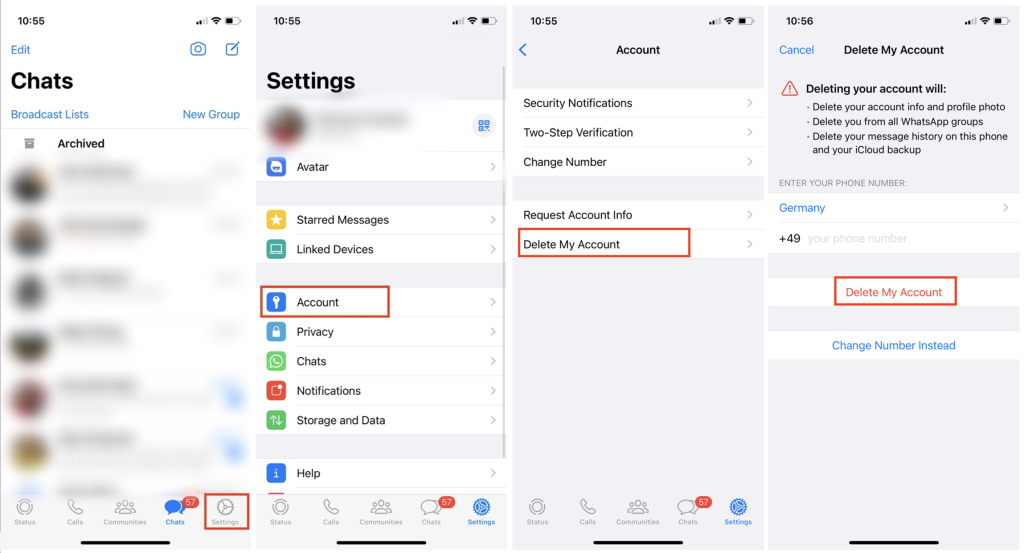 Delete your WhatsApp account